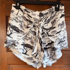 Unsubscribed Linen Blend Safari Print Shorts Sz M